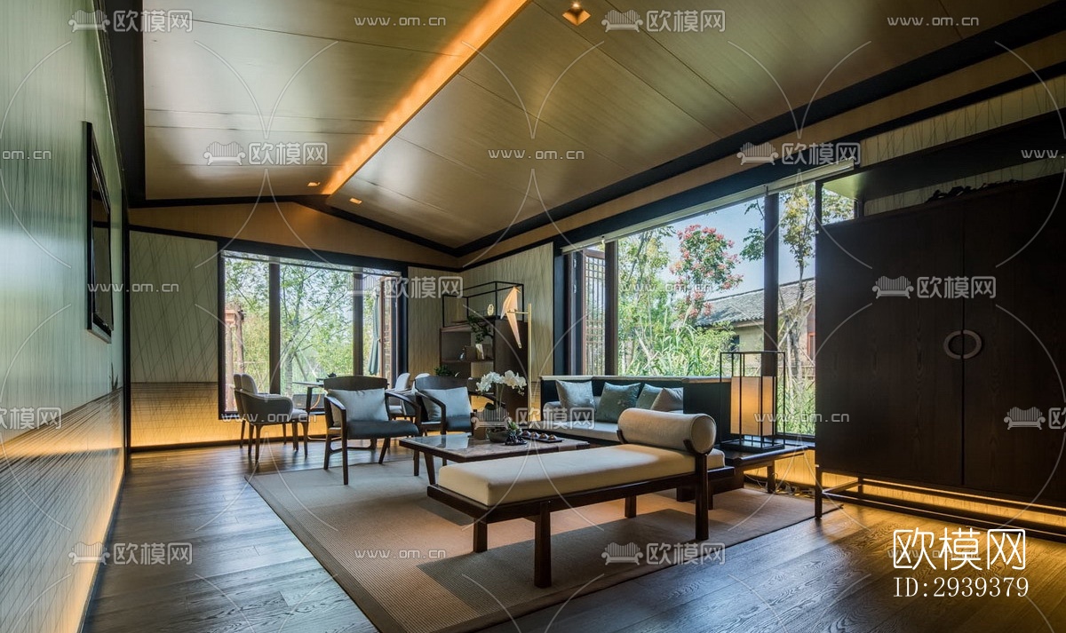 新中式酒店民宿效果图下载（渲染图5）