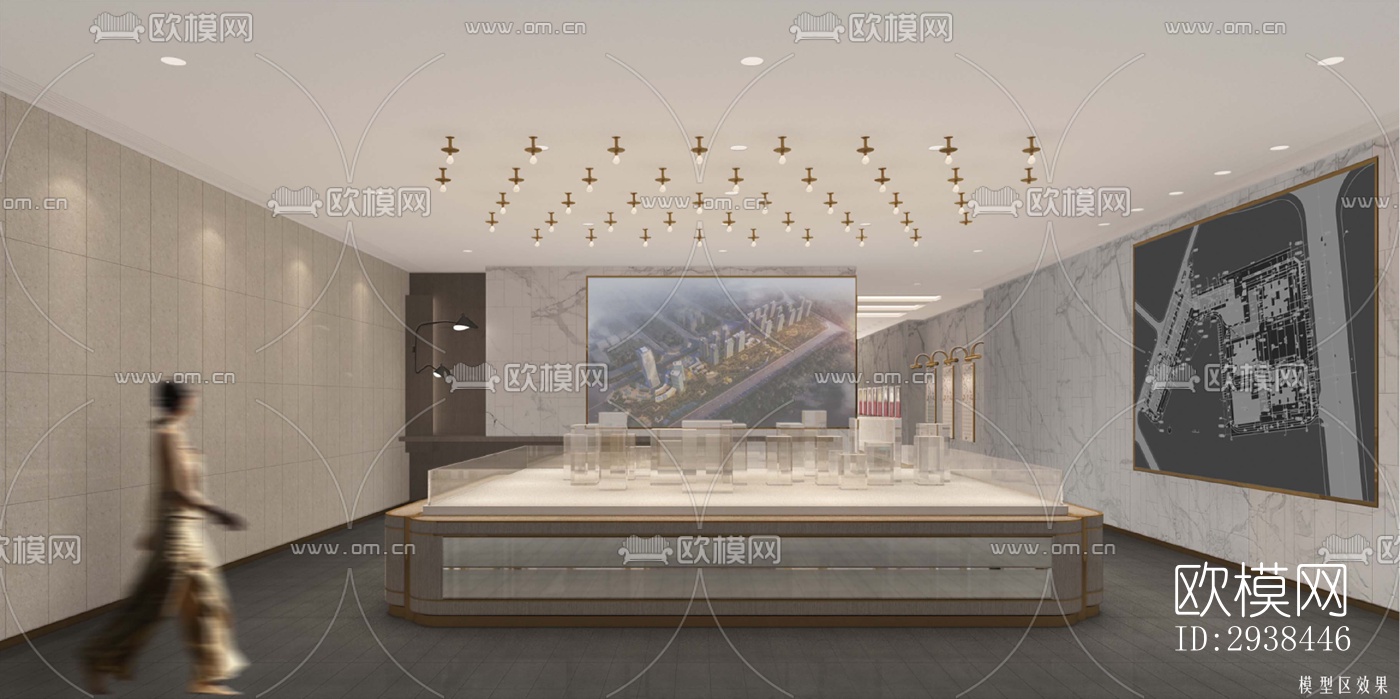 新中式售楼处效果图下载（渲染图10）