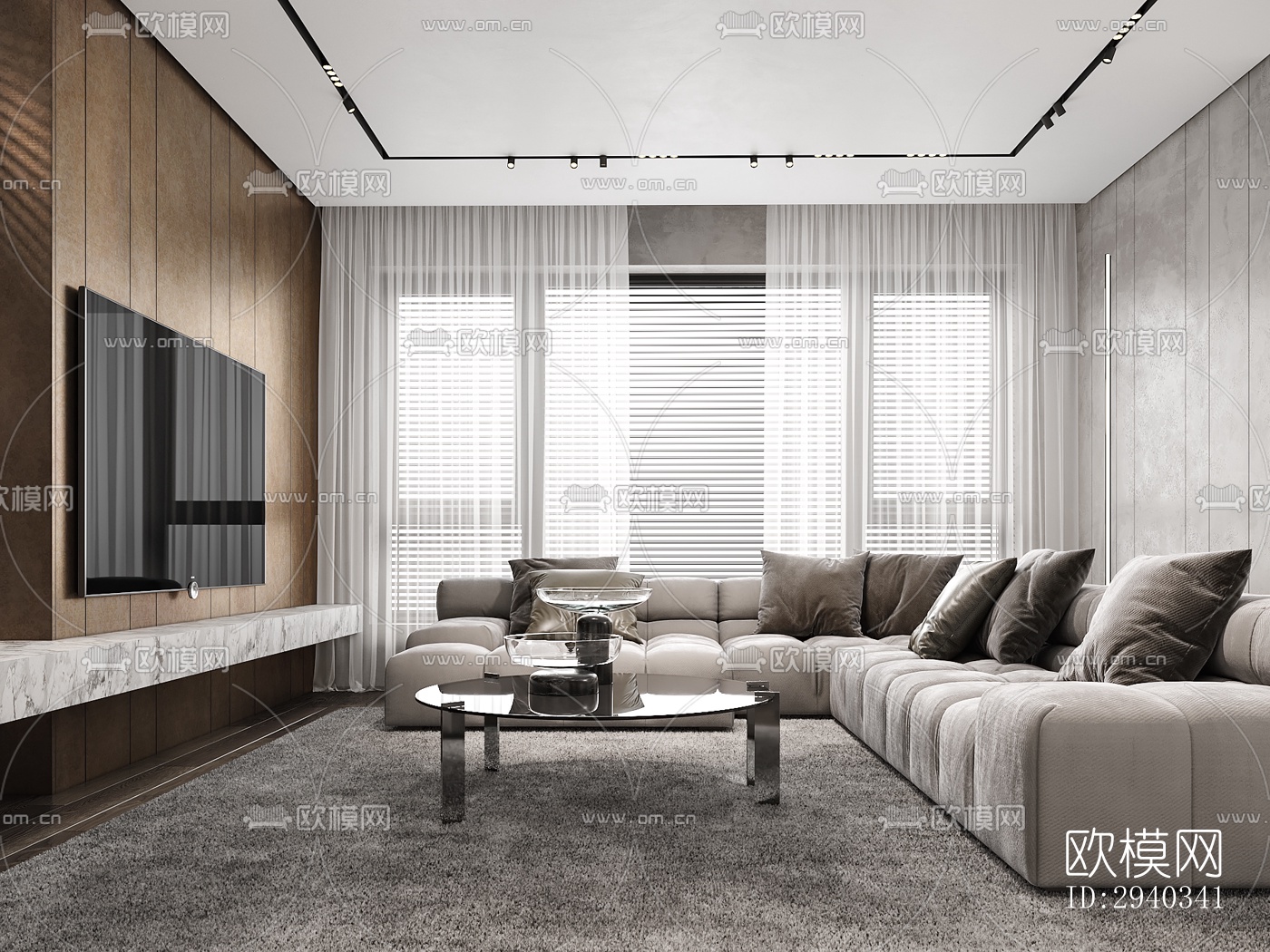 现代平层效果图下载（渲染图4）