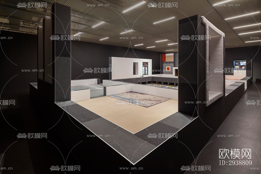 高级灰展览展厅效果图下载(渲染图8)