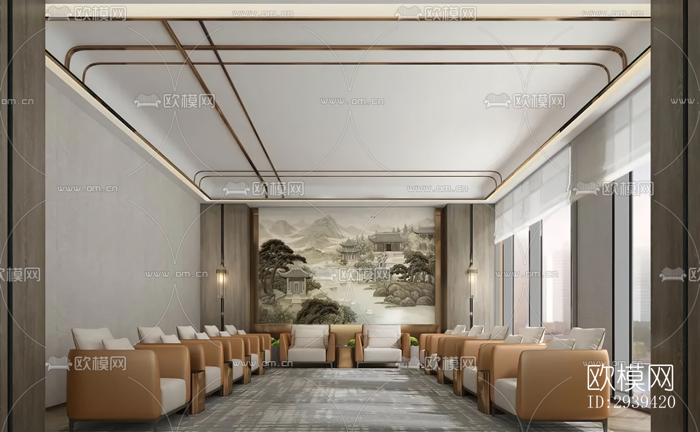 新中式酒店民宿效果图下载（渲染图4）