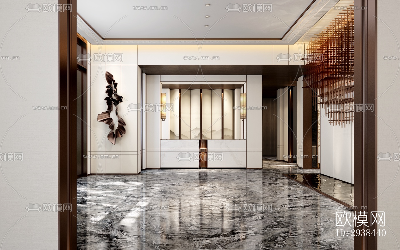 新中式售楼处效果图下载（渲染图2）