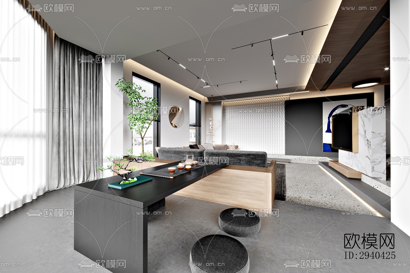 现代平层效果图下载（渲染图8）