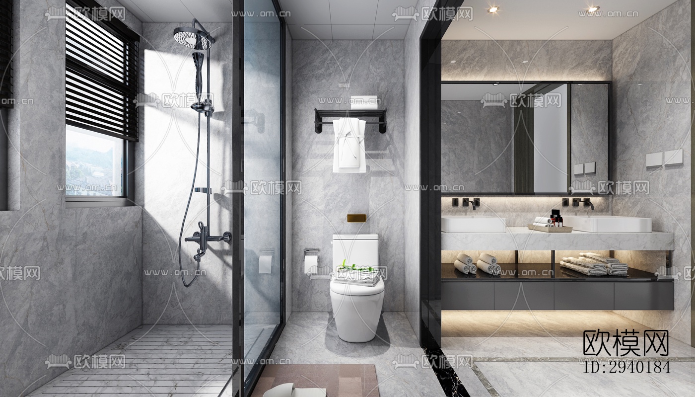 新中式平层效果图下载（渲染图7）