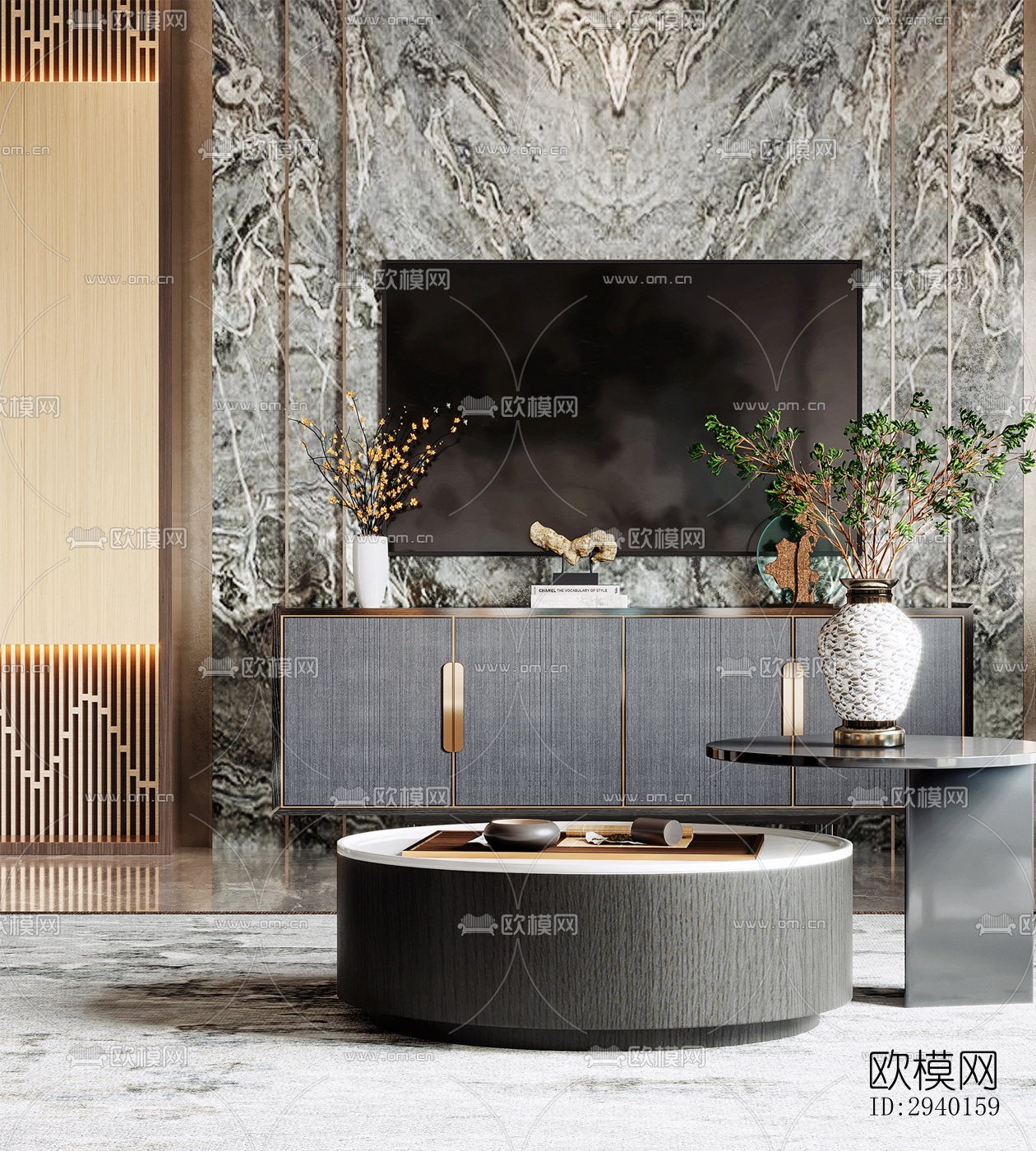 新中式平层效果图下载（渲染图5）