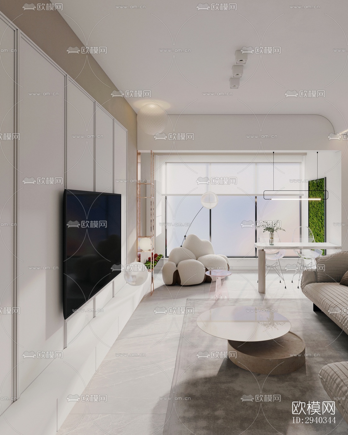 现代平层效果图下载（渲染图7）