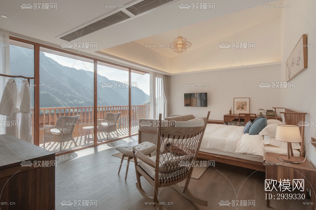 新中式酒店民宿效果图下载（渲染图6）