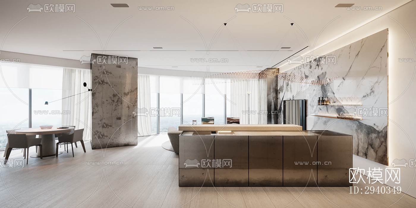 现代平层效果图下载（渲染图9）