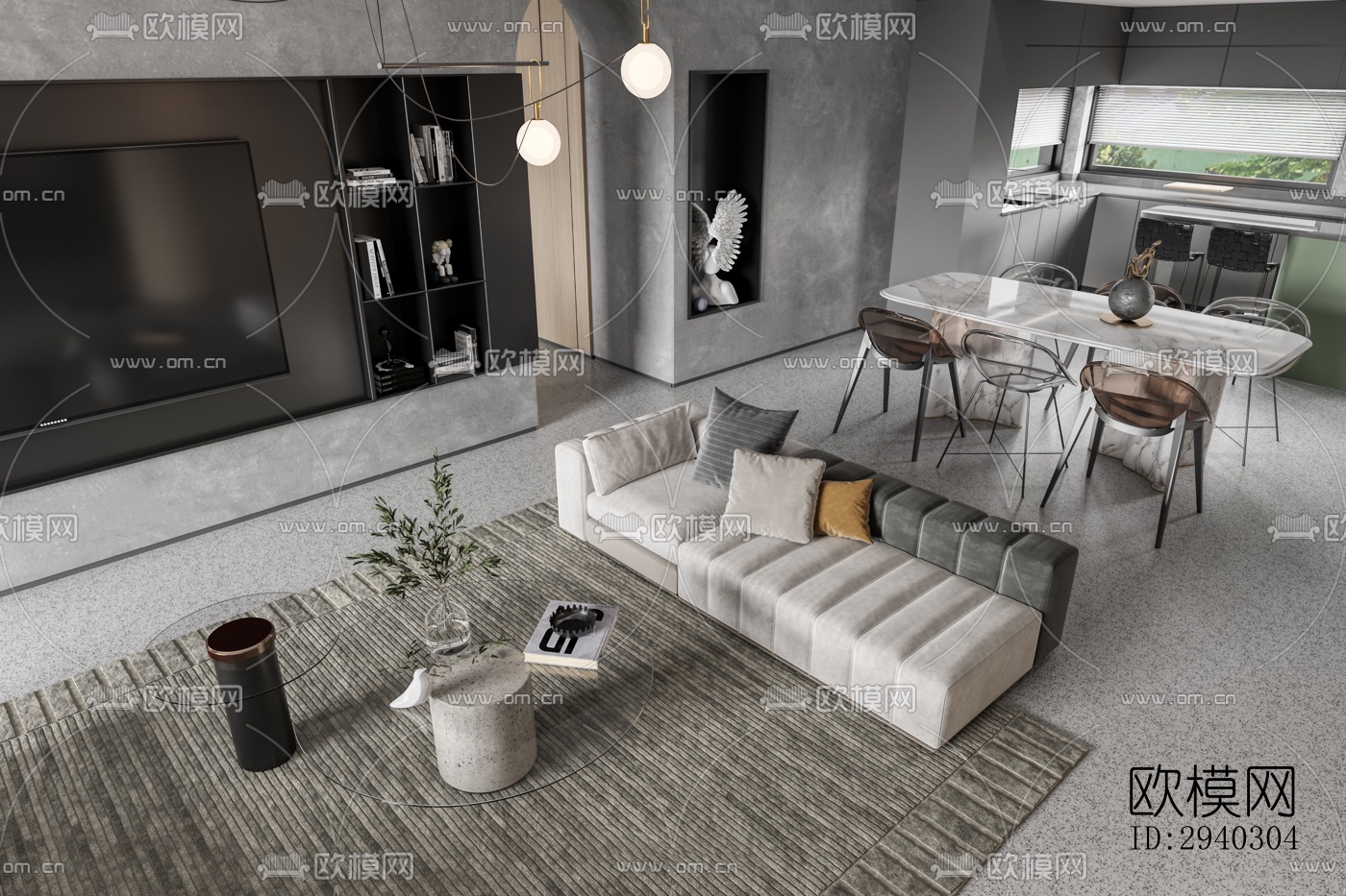 现代平层效果图下载（渲染图6）