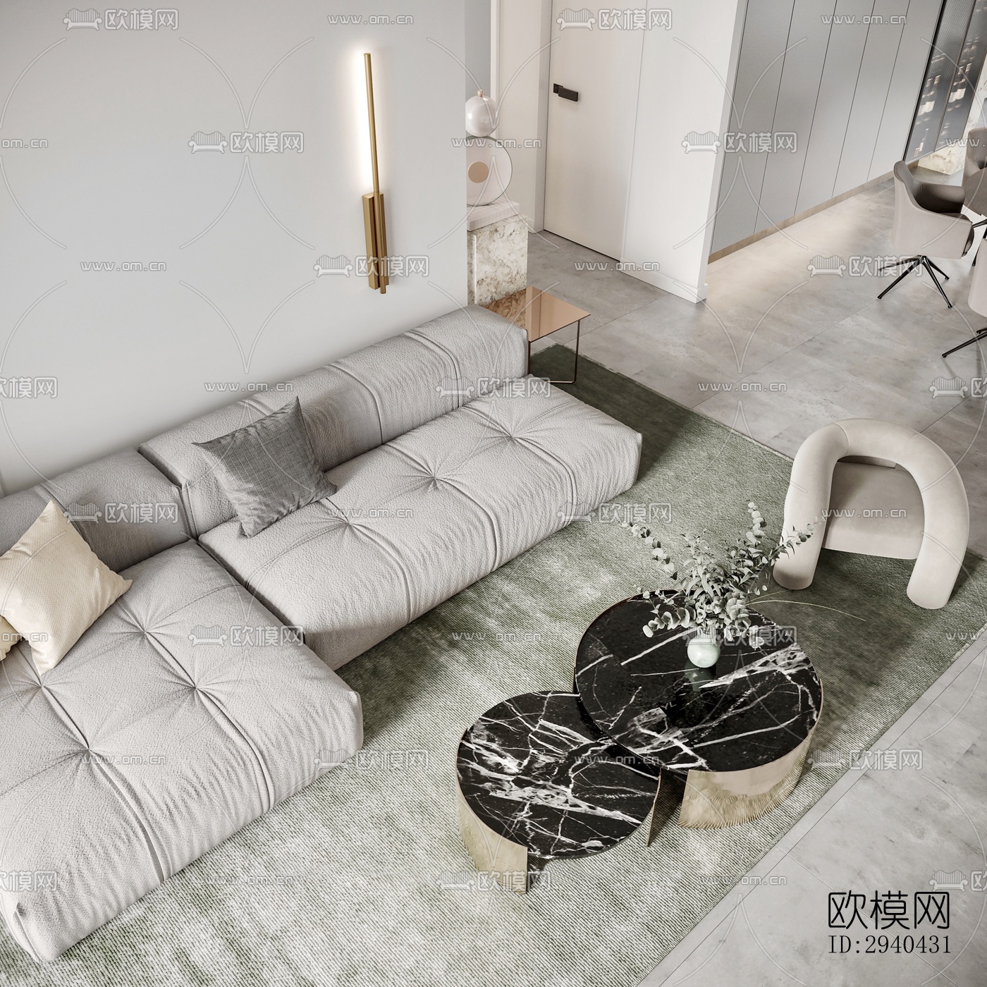 现代平层效果图下载（渲染图3）