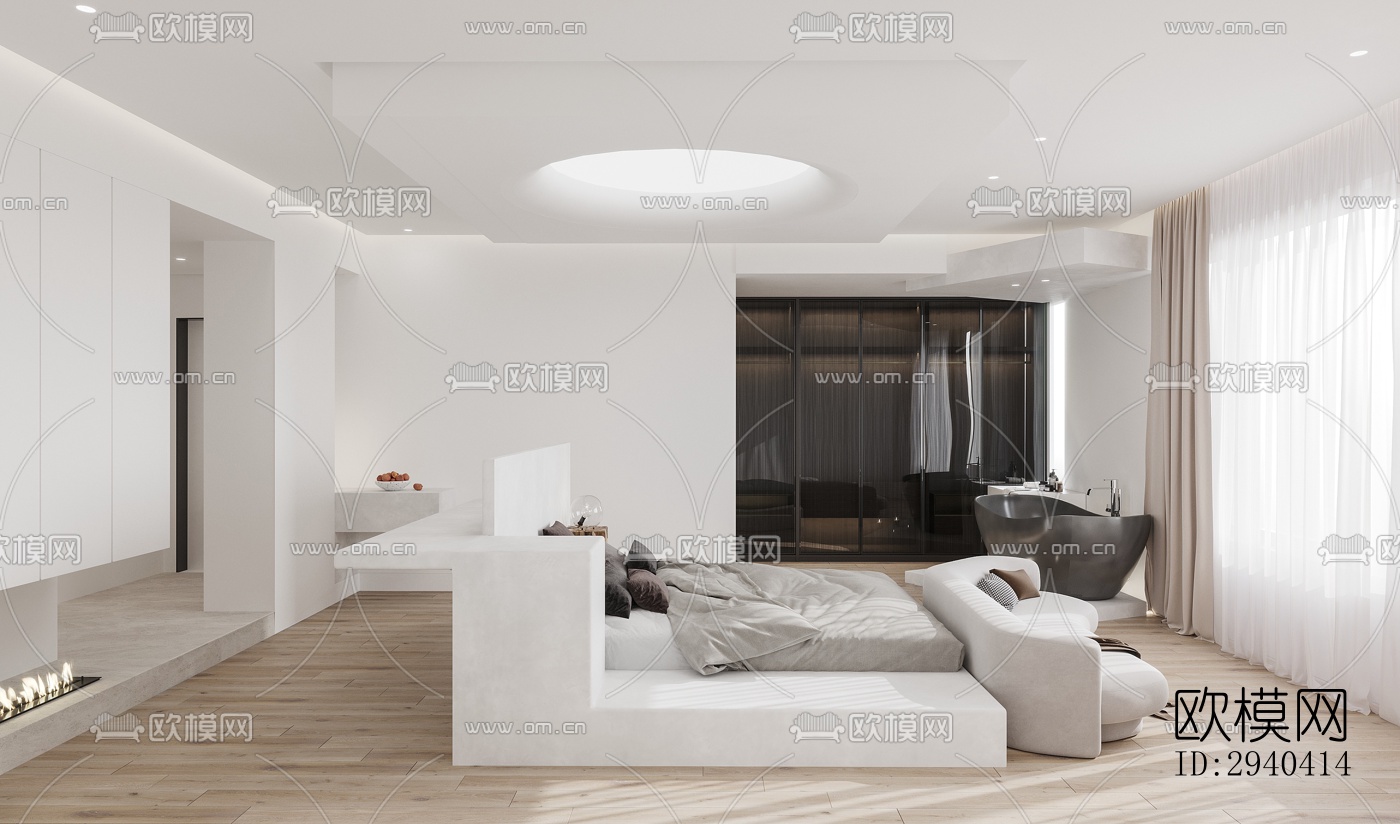 现代平层效果图下载（渲染图2）