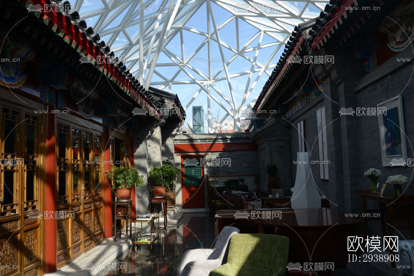 中式酒店民宿效果图下载（渲染图9）