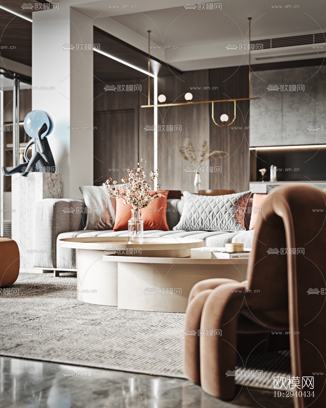 现代平层效果图下载（渲染图6）