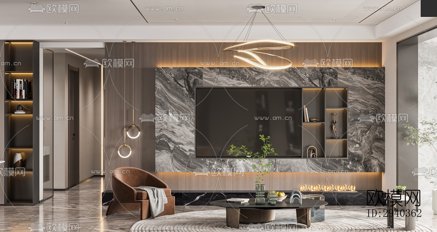 现代平层效果图下载（渲染图3）