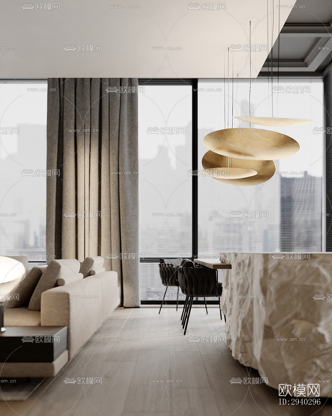 现代平层效果图下载（渲染图11）