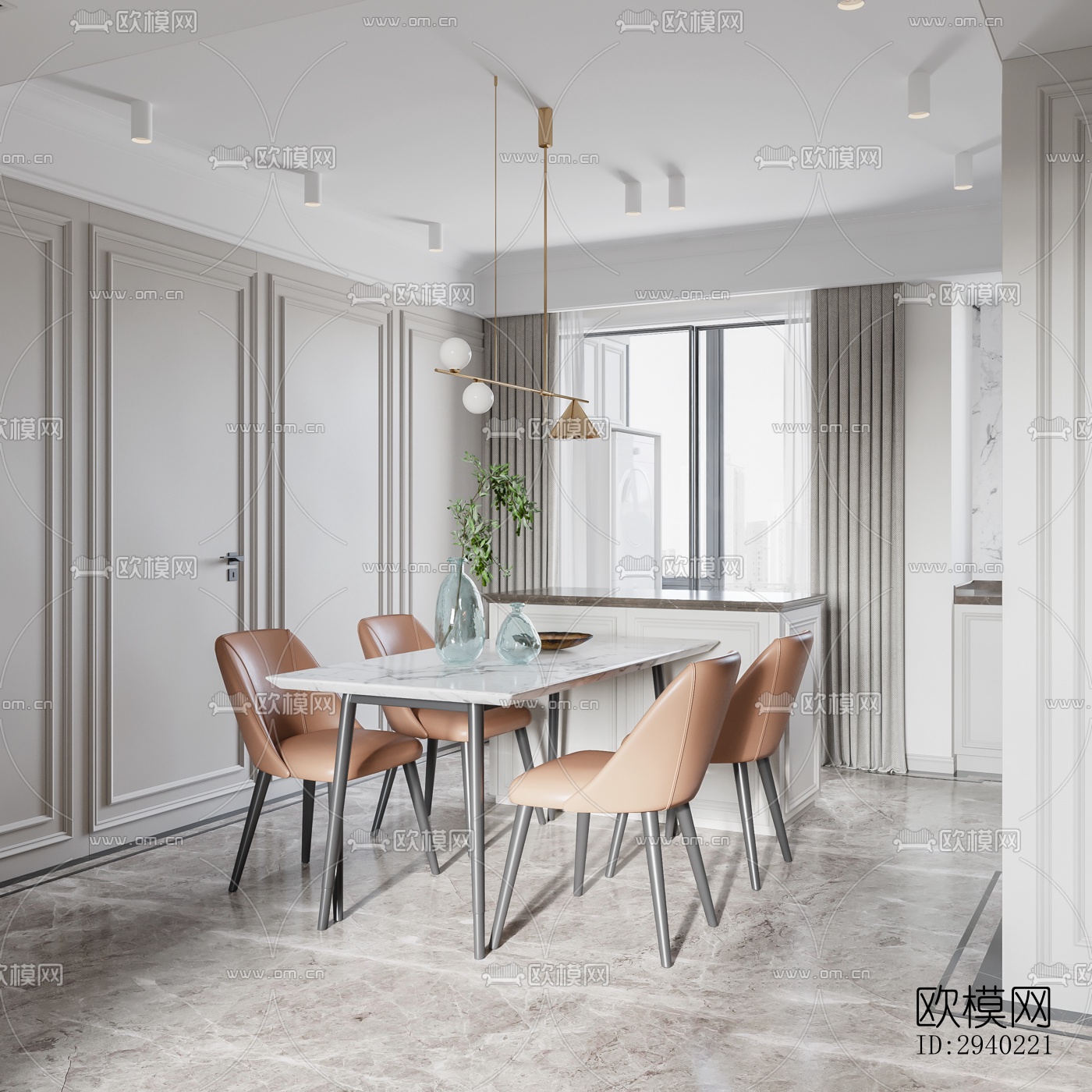 欧式平层效果图下载（渲染图4）