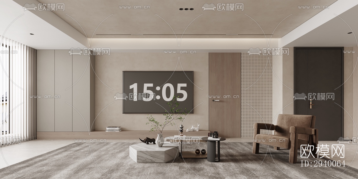 侘寂平层效果图下载（渲染图1）