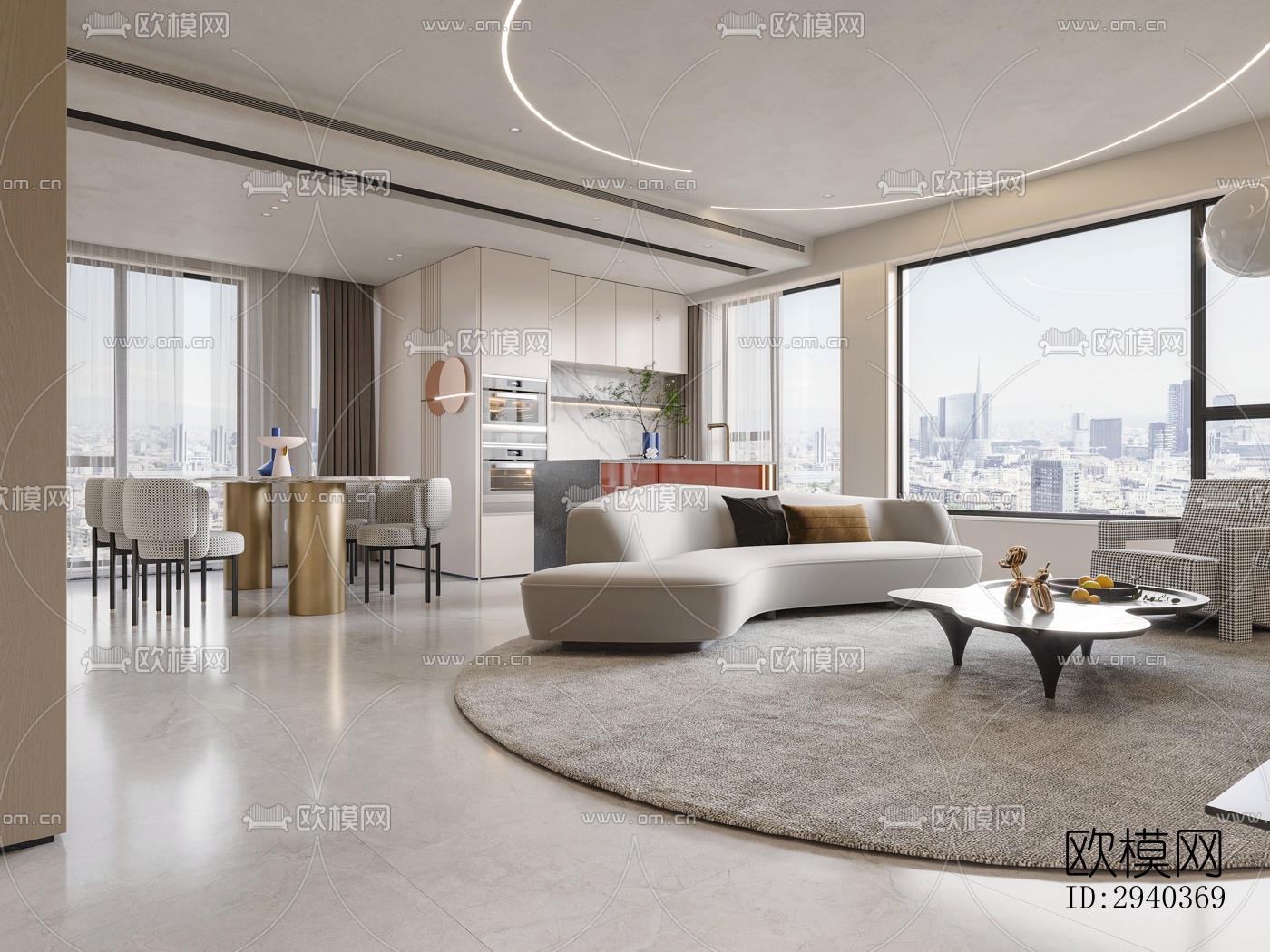 现代平层效果图下载（渲染图15）