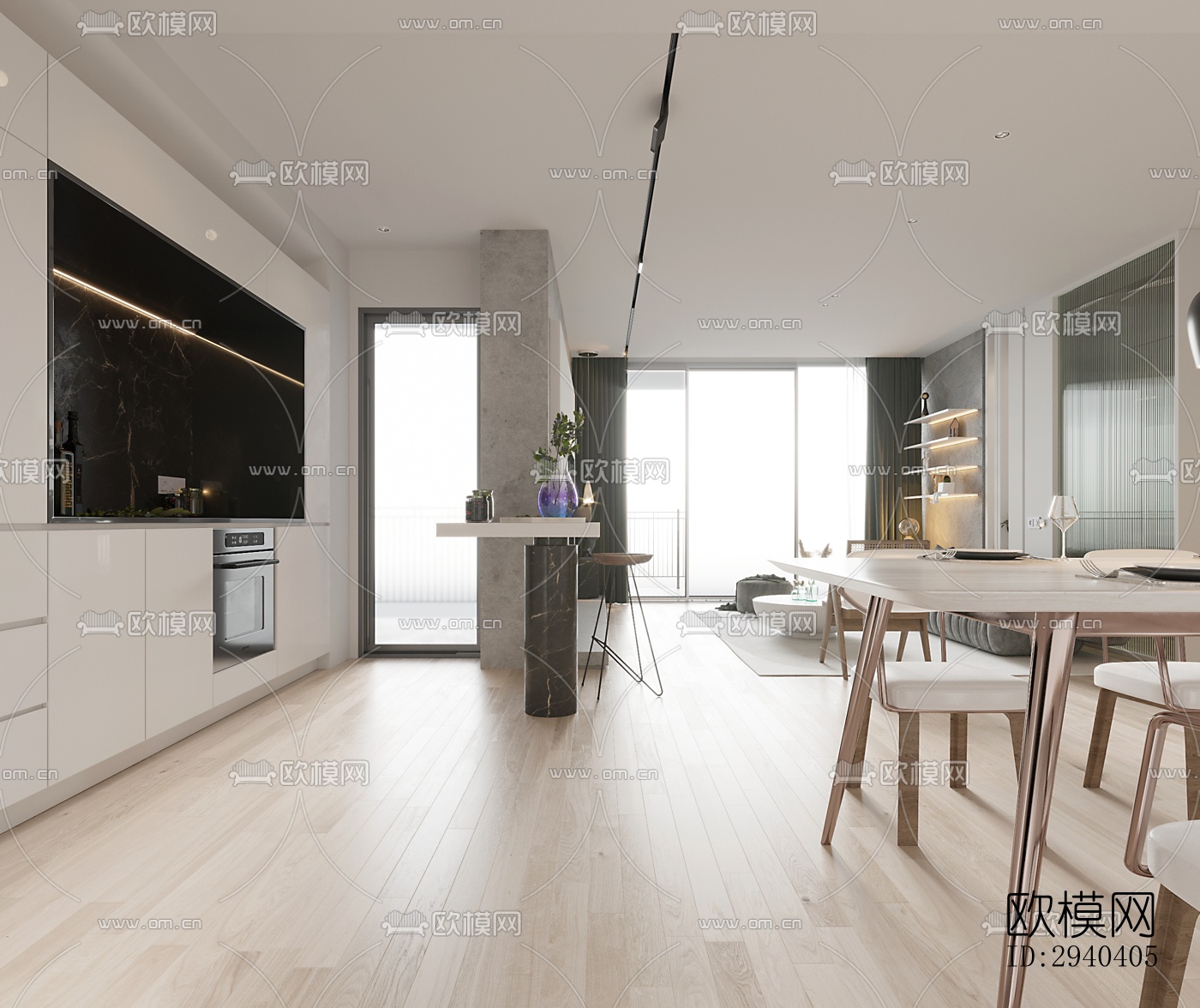 现代平层效果图下载（渲染图8）