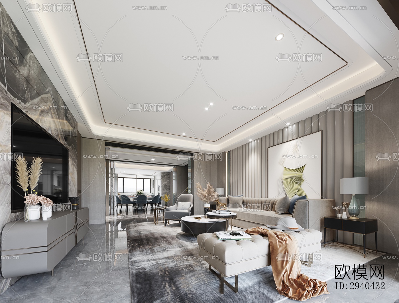 现代平层效果图下载（渲染图5）