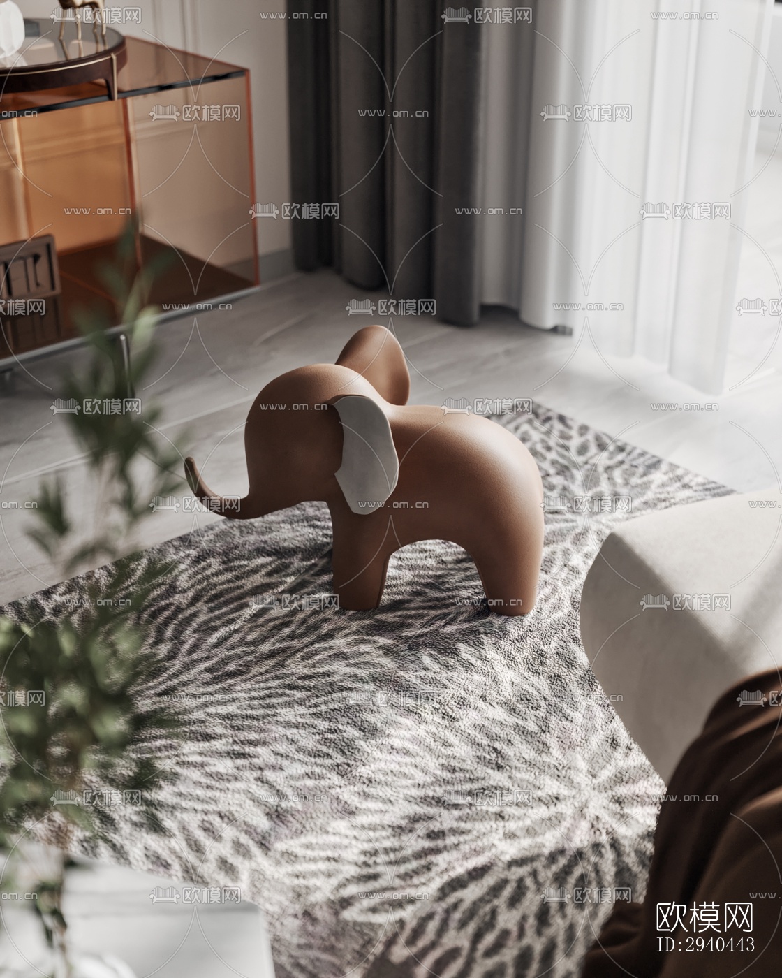 美式平层效果图下载（渲染图3）