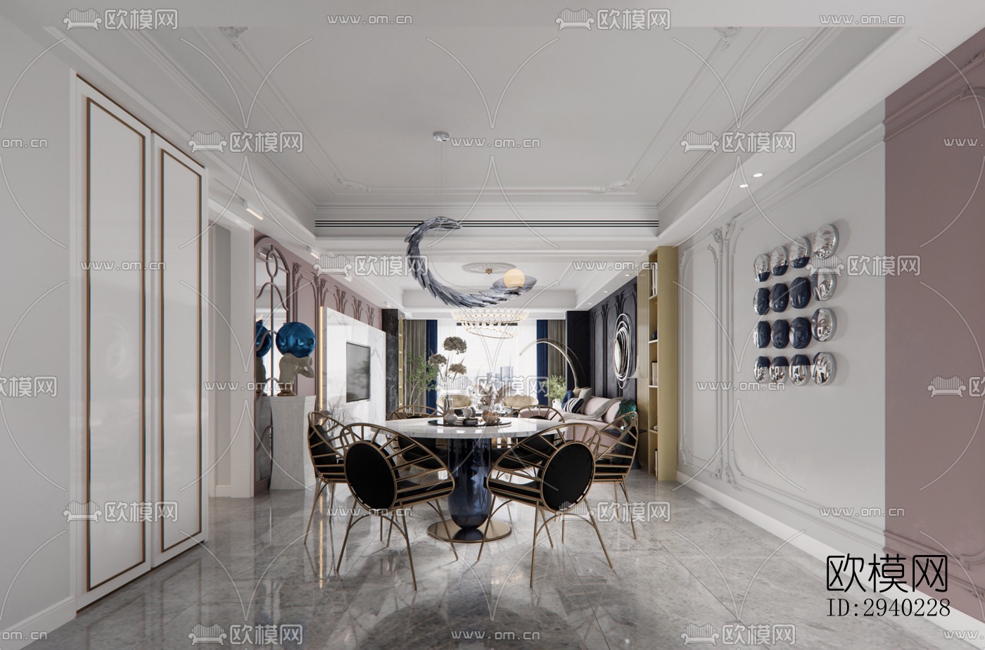 法式平层效果图下载（渲染图1）