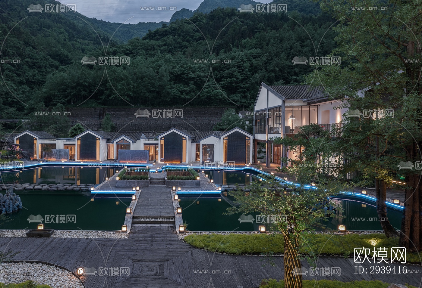 新中式酒店民宿效果图下载（渲染图17）