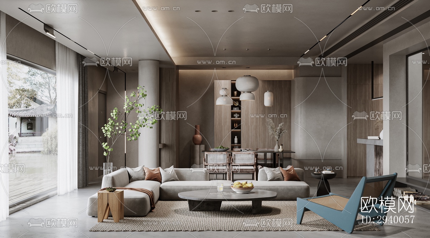 侘寂平层效果图下载（渲染图8）