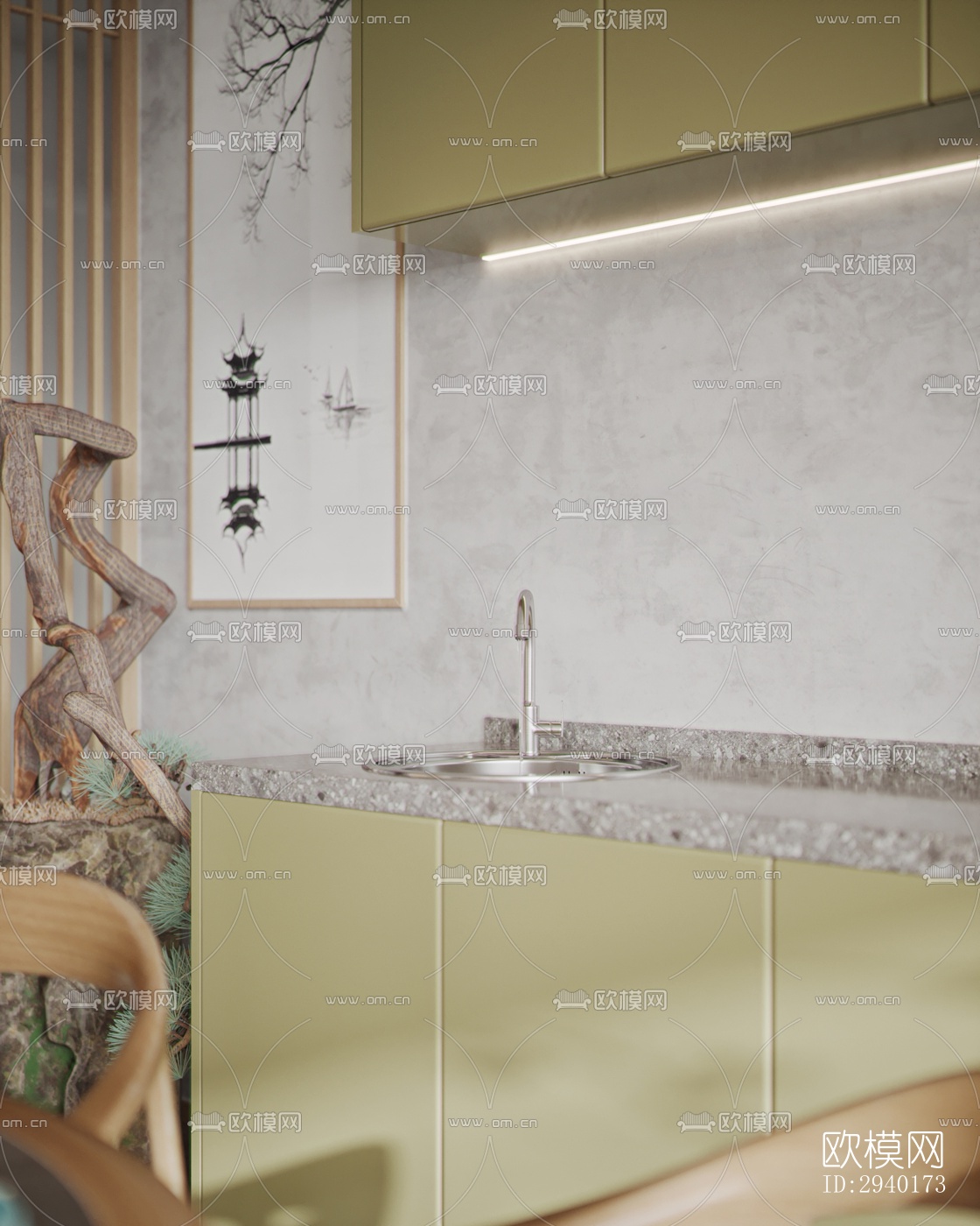 新中式平层效果图下载（渲染图6）