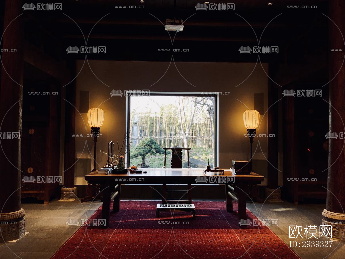 新中式酒店民宿效果图下载（渲染图15）