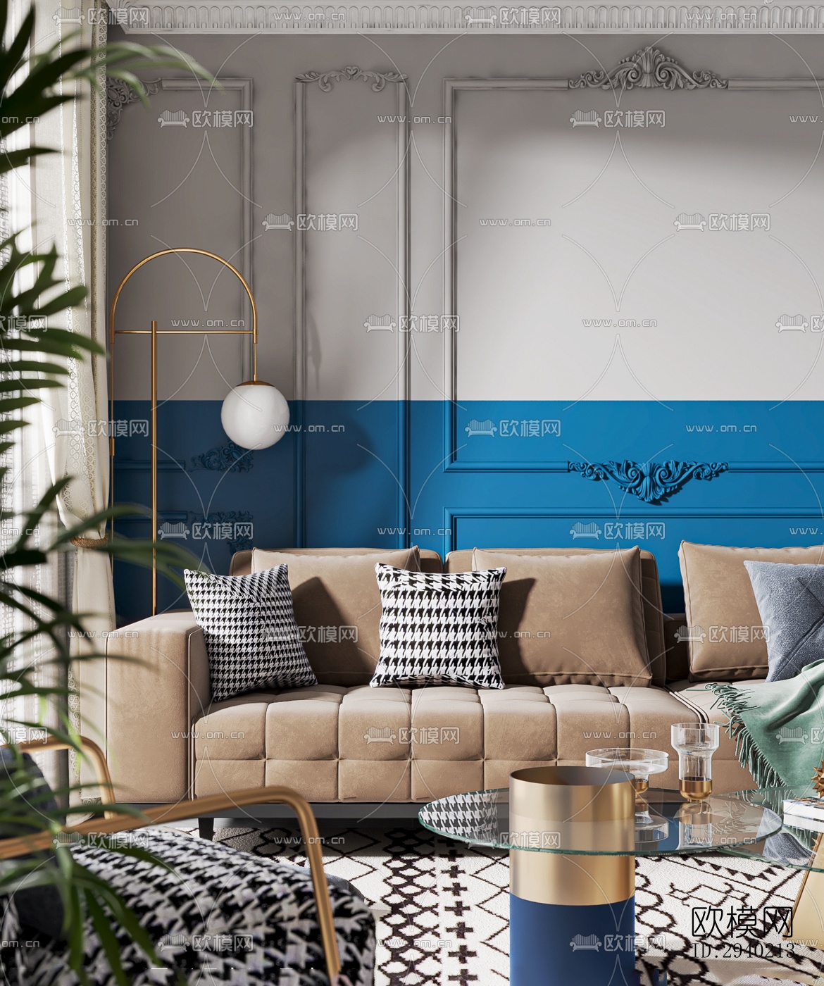 欧式平层效果图下载（渲染图5）