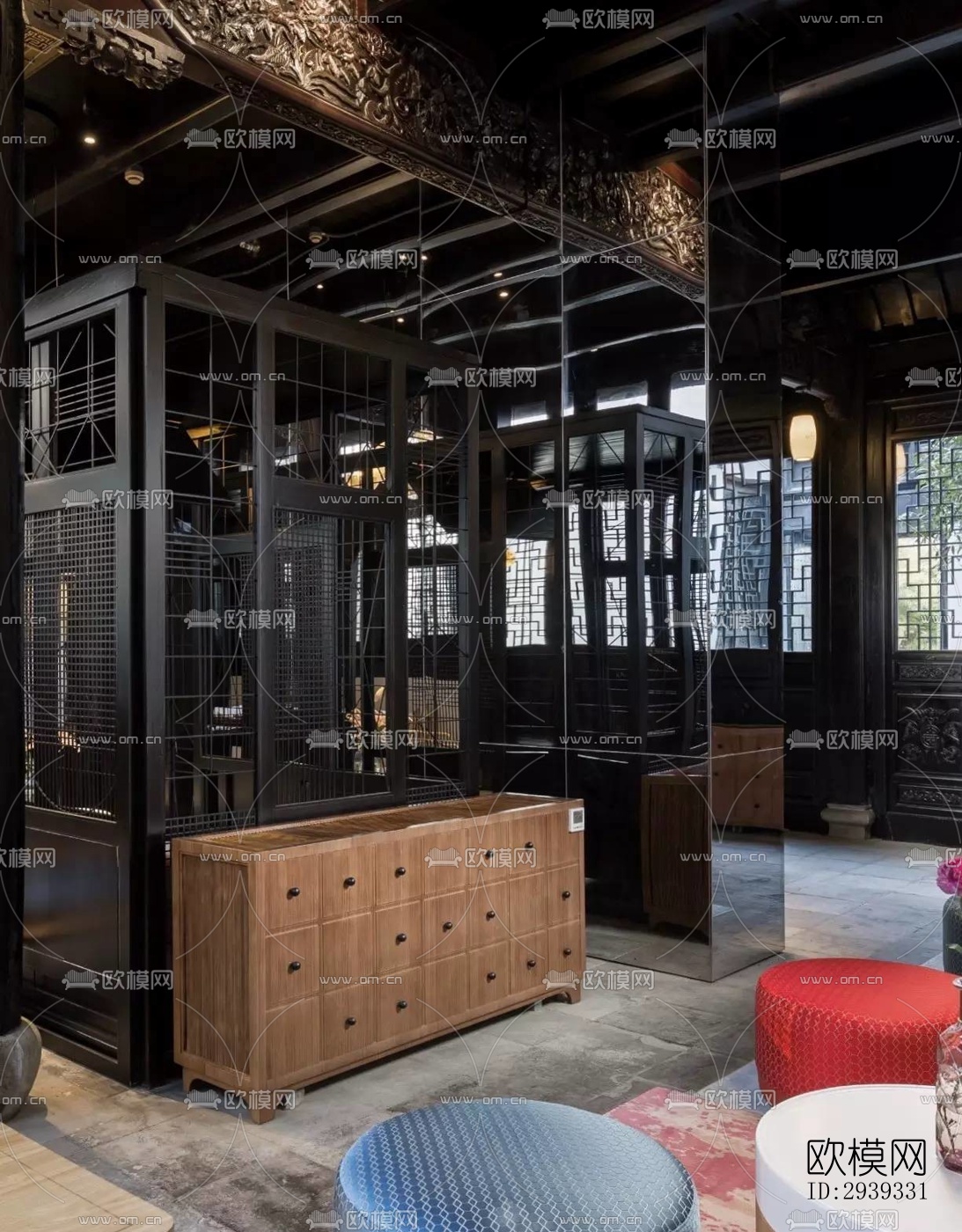 新中式酒店民宿效果图下载（渲染图3）