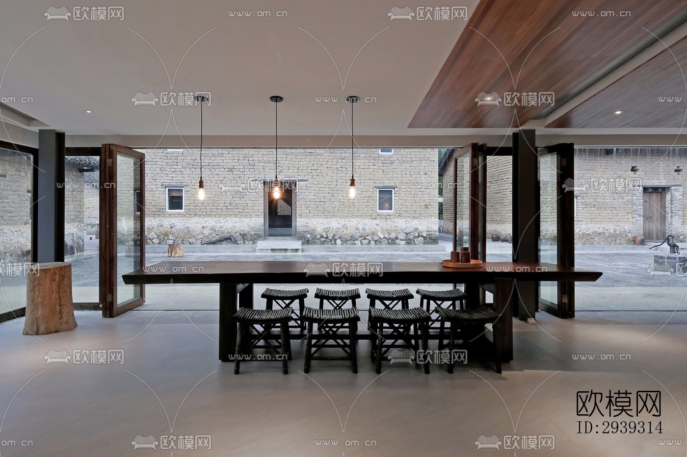 新中式酒店民宿效果图下载（渲染图1）