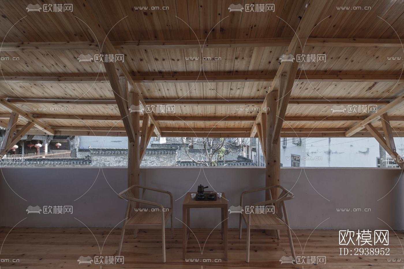 中式酒店民宿效果图下载（渲染图5）