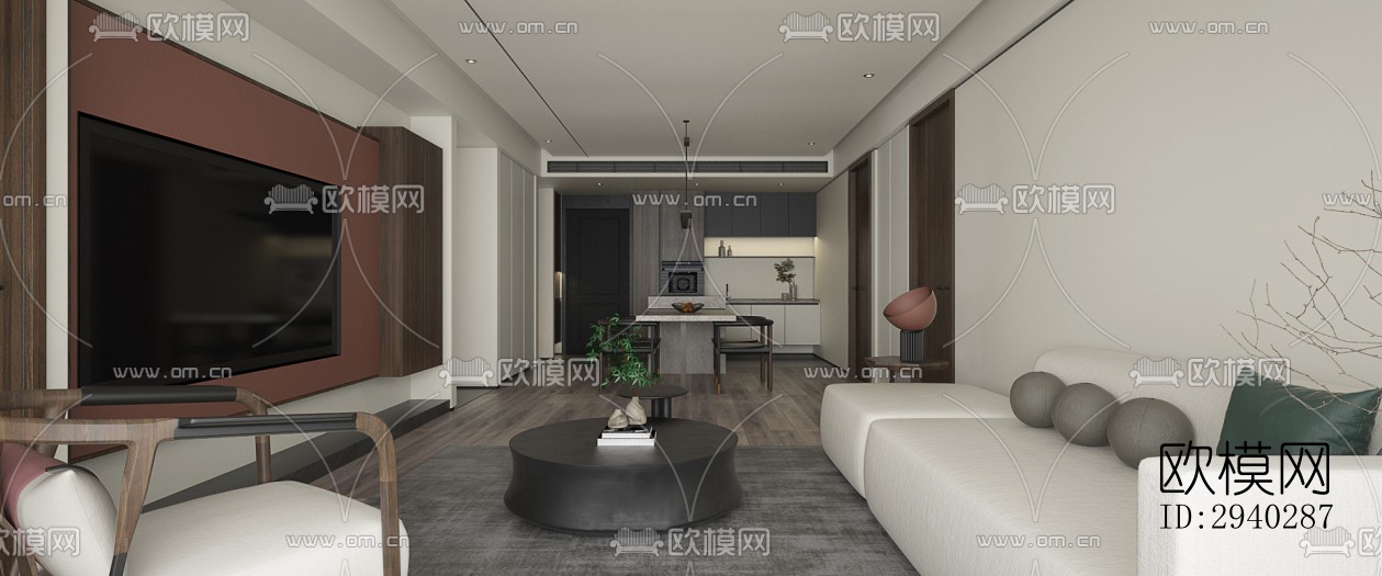 现代平层效果图下载（渲染图6）