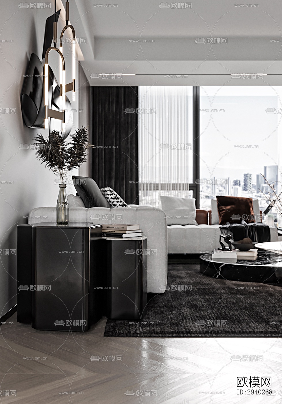 现代平层效果图下载（渲染图11）