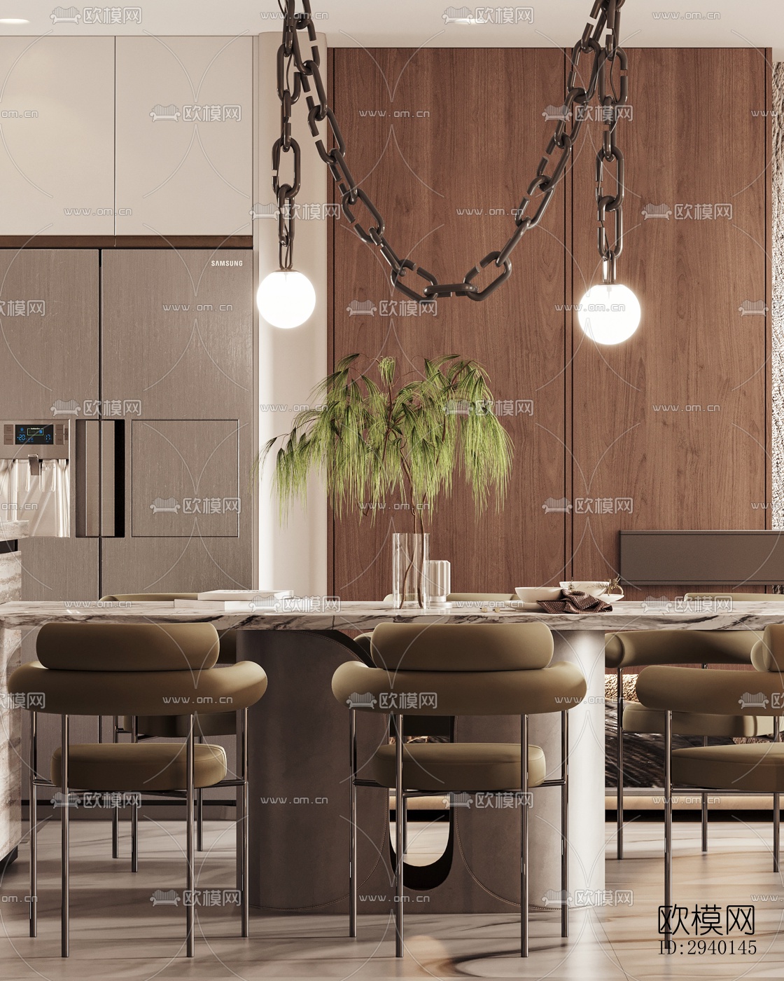 奶油风平层效果图下载（渲染图13）