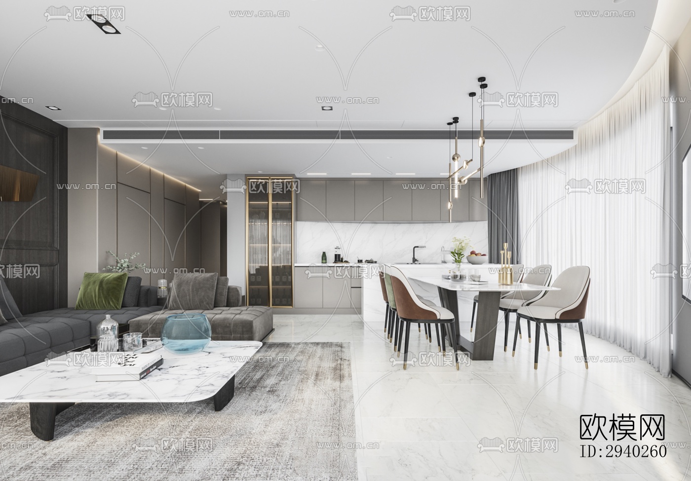 现代平层效果图下载（渲染图6）