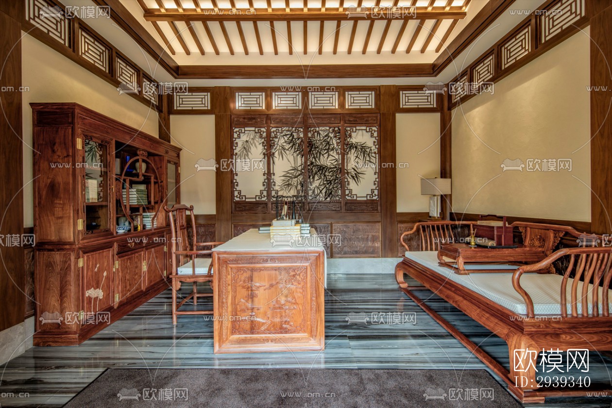 新中式酒店民宿效果图下载（渲染图13）