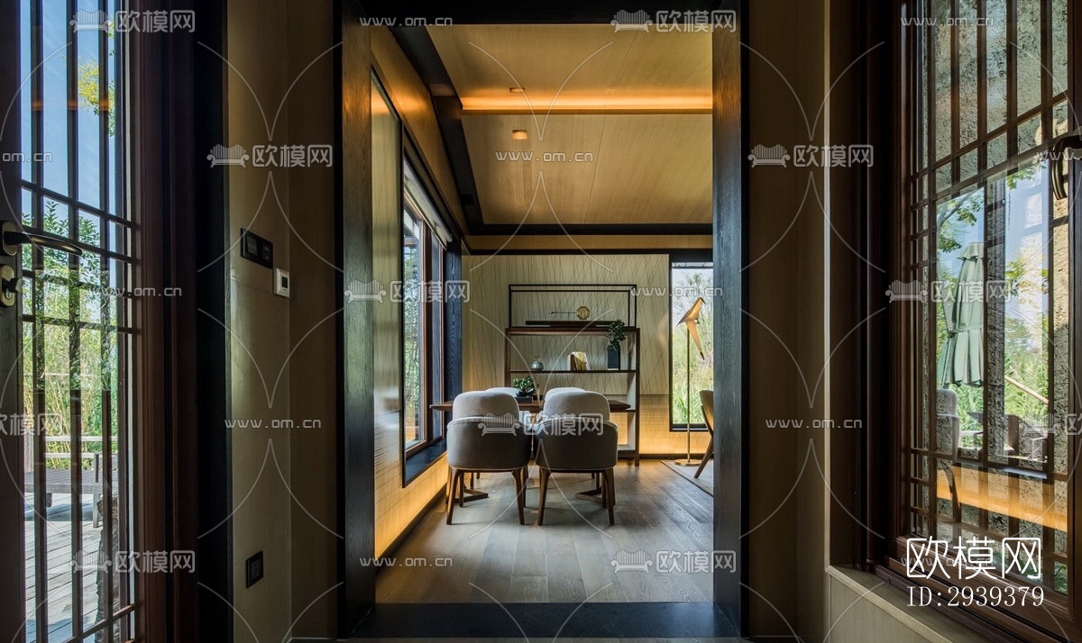 新中式酒店民宿效果图下载（渲染图7）