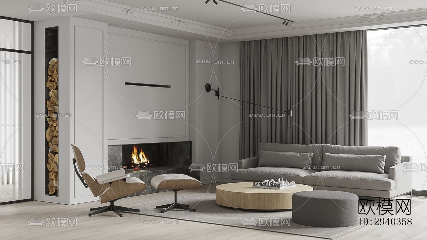 现代平层效果图下载（渲染图8）