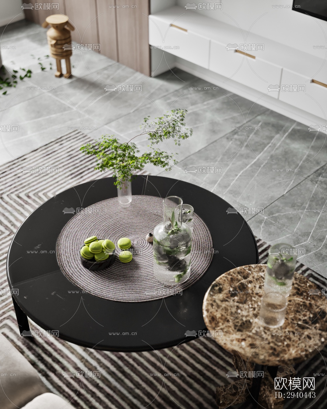 美式平层效果图下载（渲染图12）