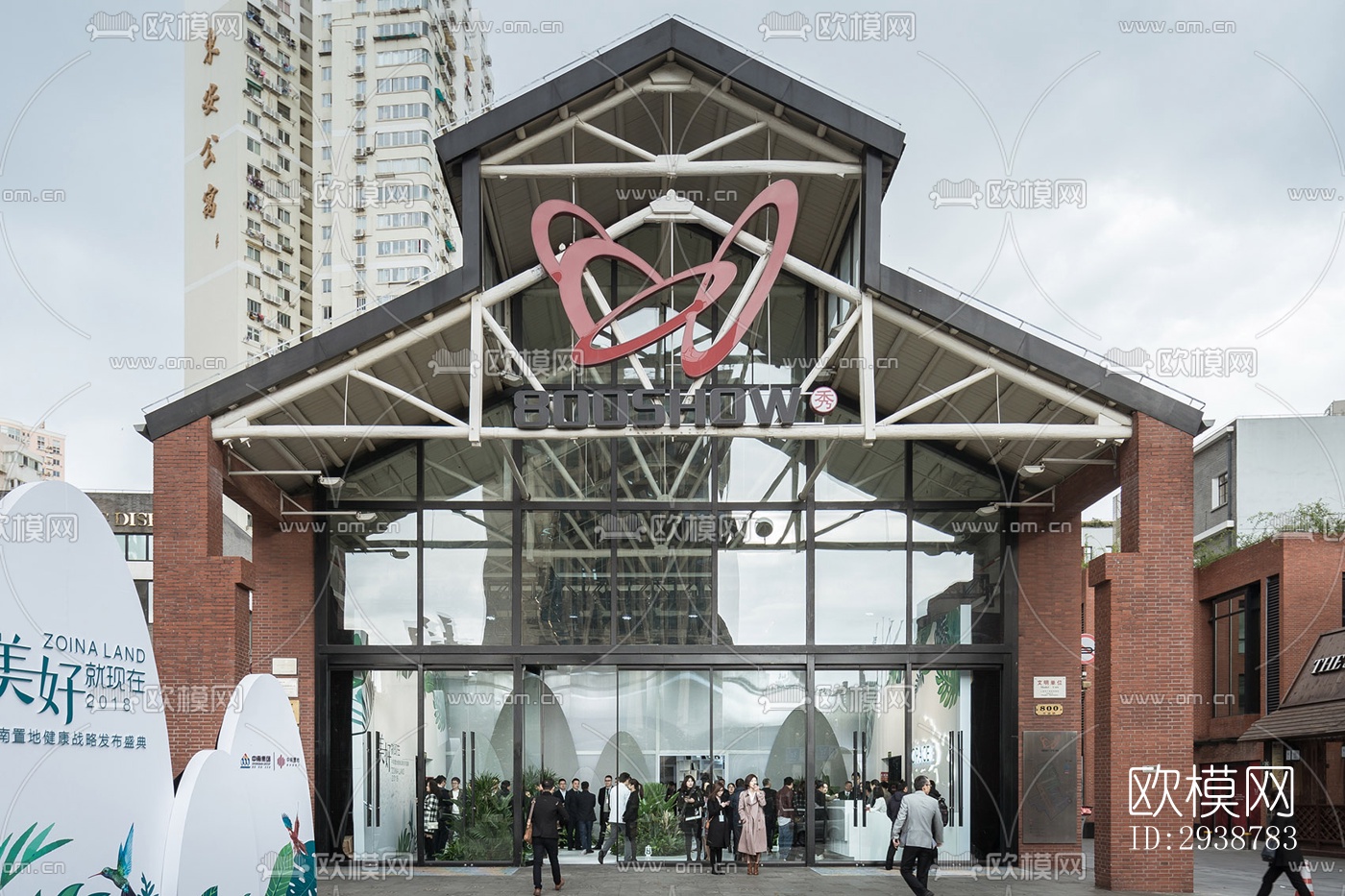 高级灰展览展厅效果图下载（渲染图1）