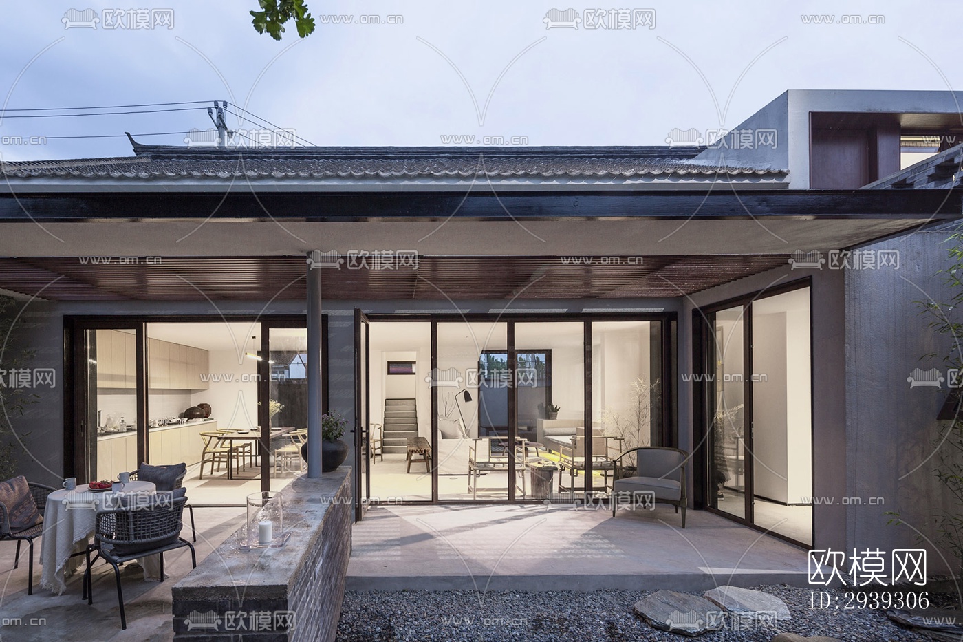 新中式酒店民宿效果图下载（渲染图4）