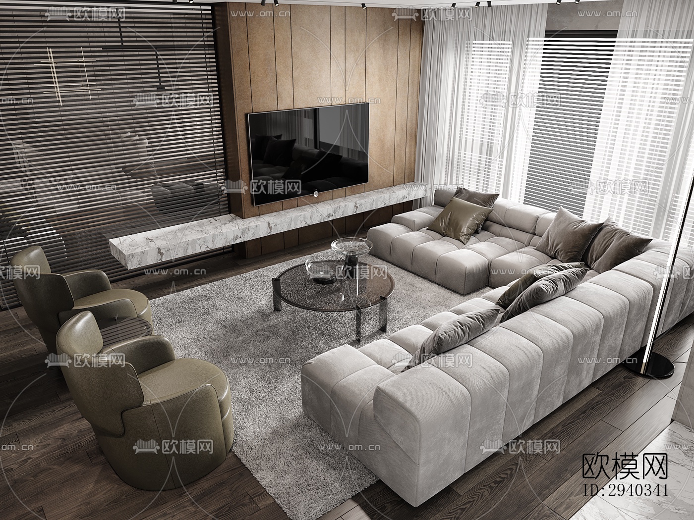 现代平层效果图下载（渲染图11）