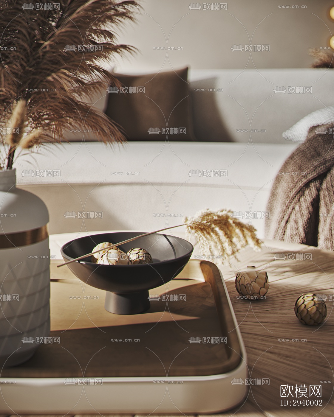 侘寂平层效果图下载（渲染图2）