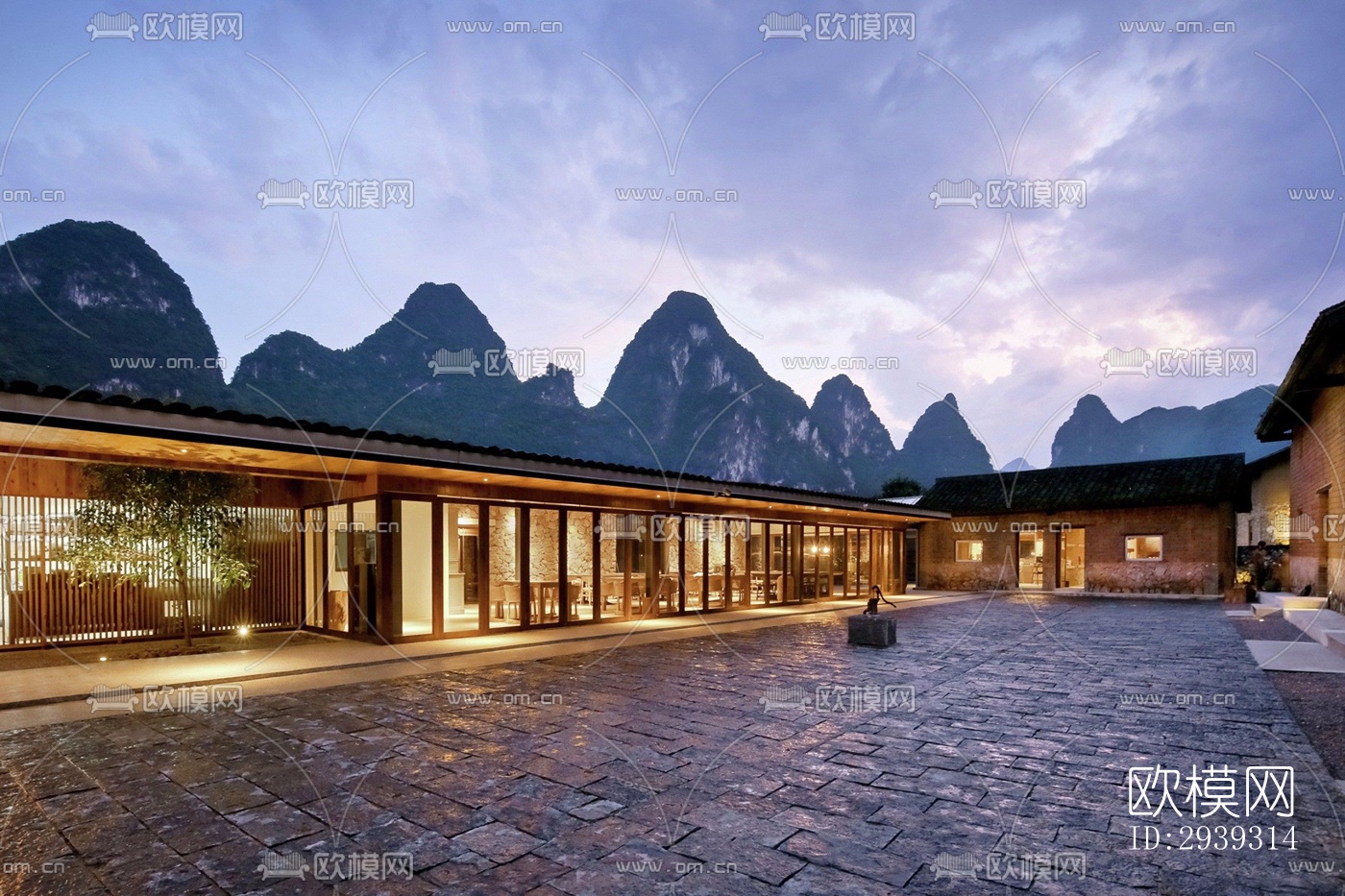 新中式酒店民宿效果图下载（渲染图20）