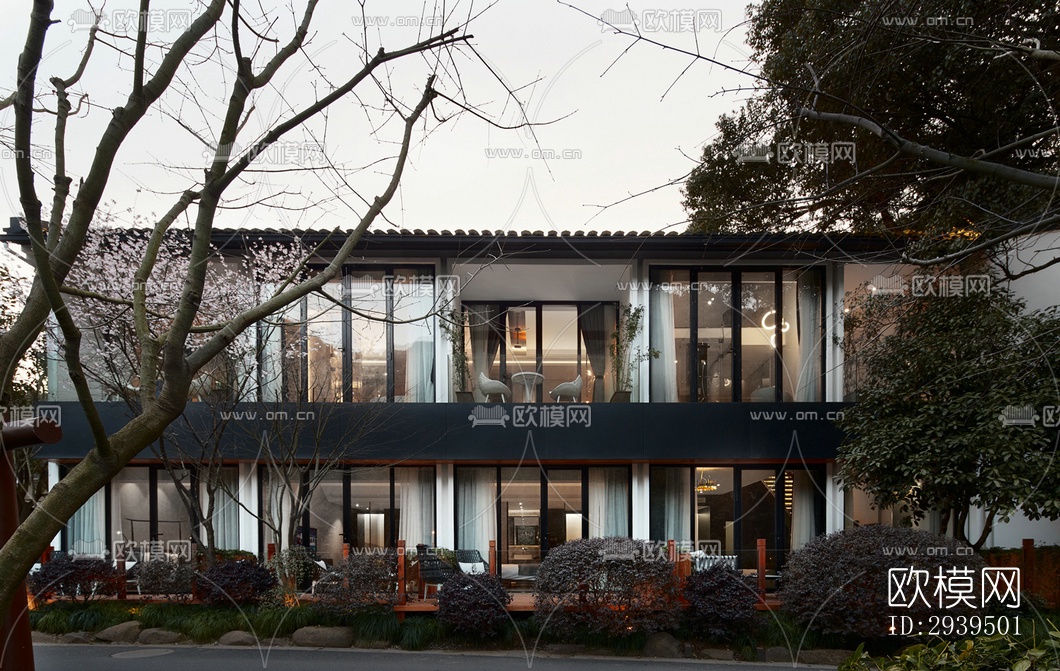 现代酒店民宿效果图下载（渲染图5）