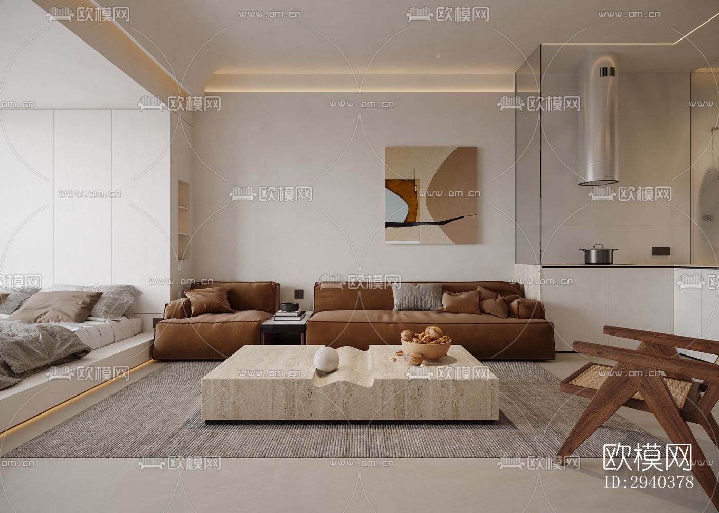 现代平层效果图下载（渲染图1）