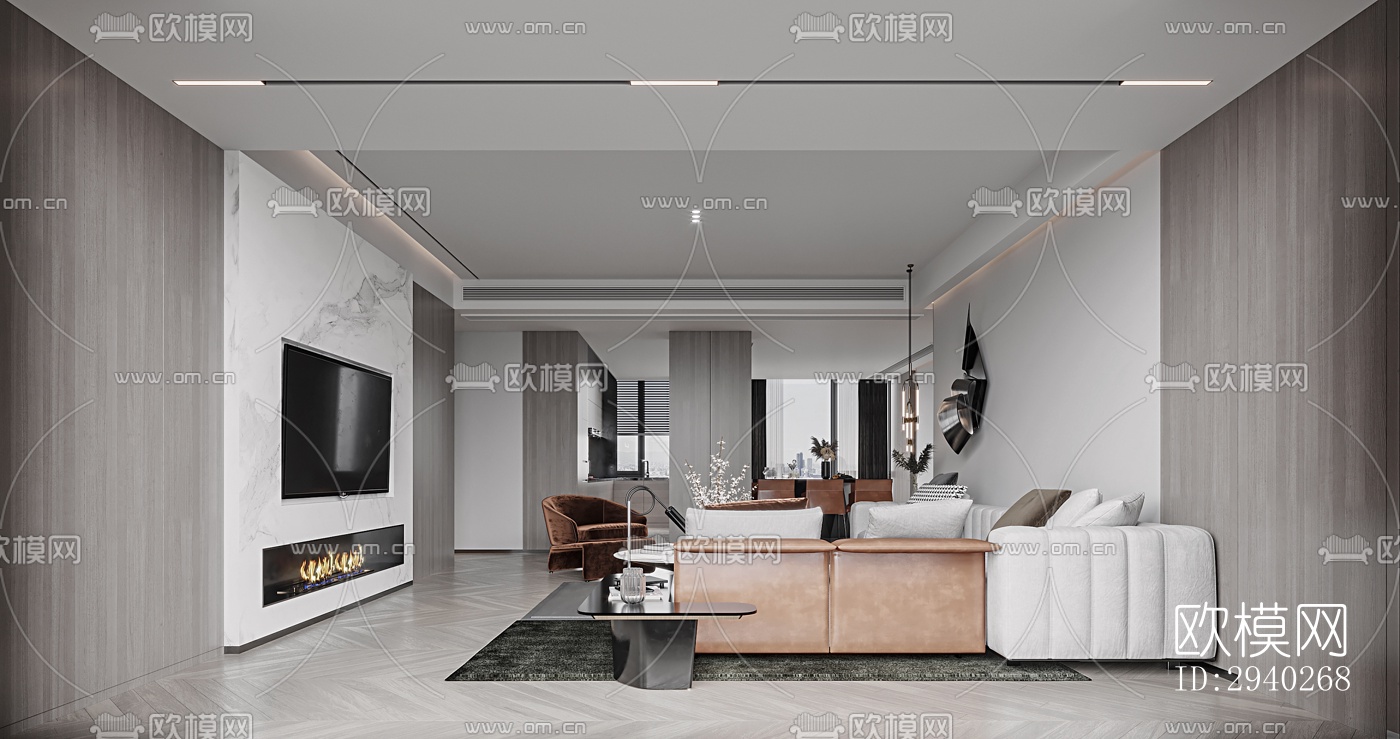 现代平层效果图下载（渲染图6）